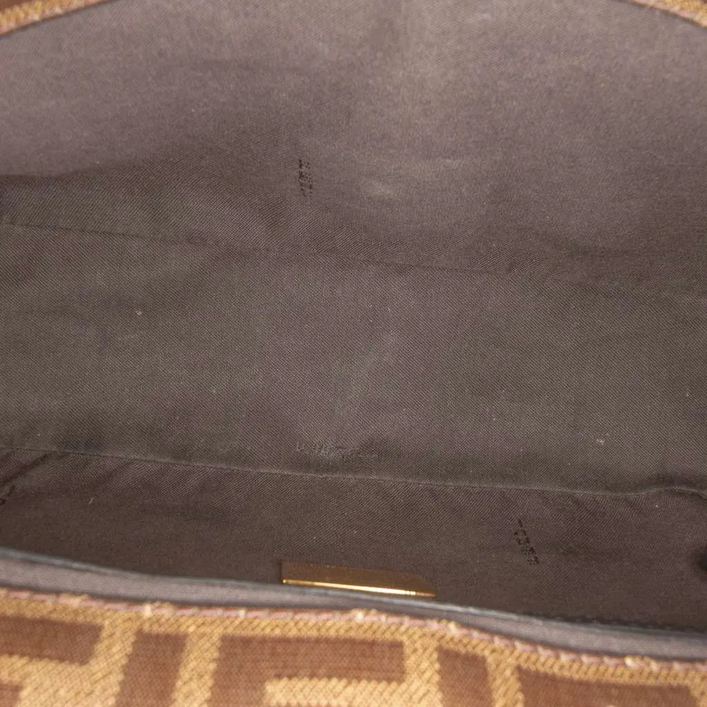 Fendi Zucca Glazed Fabric Cage Baguette Brown Canvas Very good - Model View