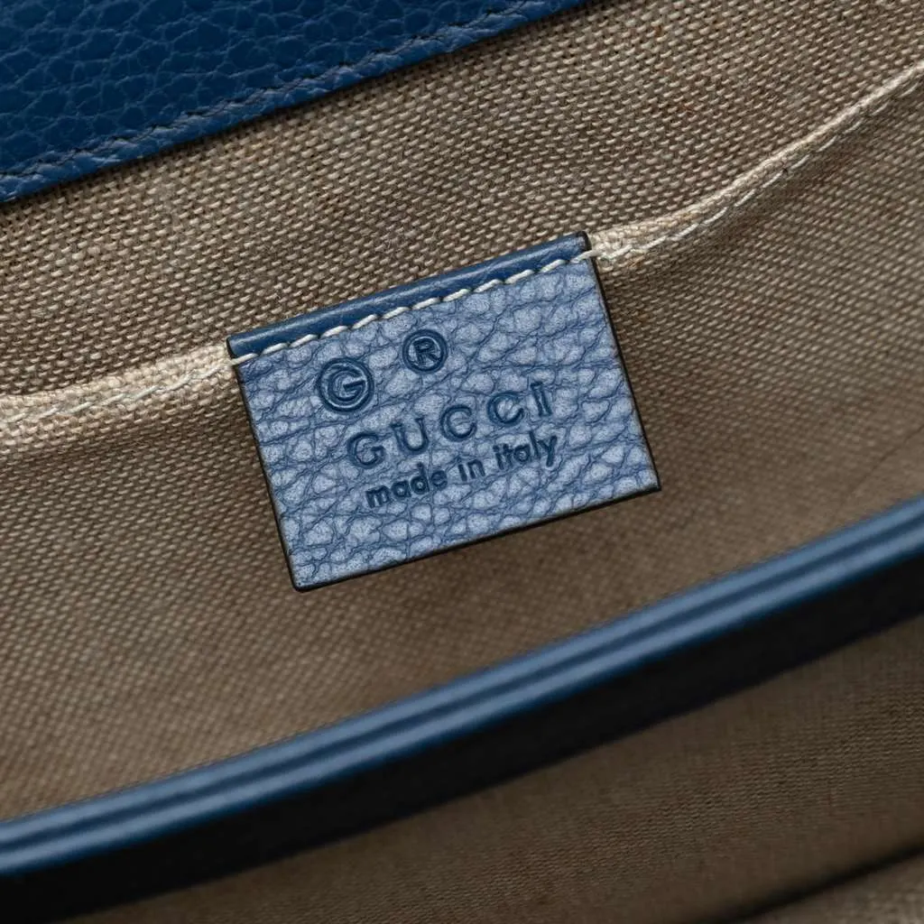 Gucci Small Dollar Calfskin Interlocking G Crossbody Blue Leather Very good - Box View