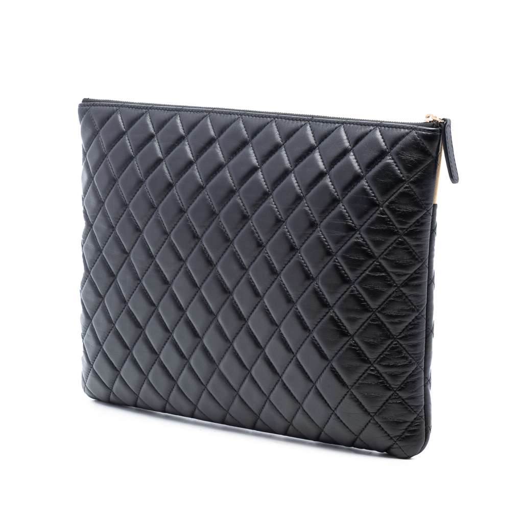 Chanel Large CC Bicolor Quilted Lambskin Clutch - 2