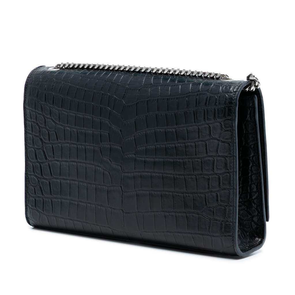 Saint Laurent Medium Croc Embossed Leather Kate Tassel Crossbody - 2