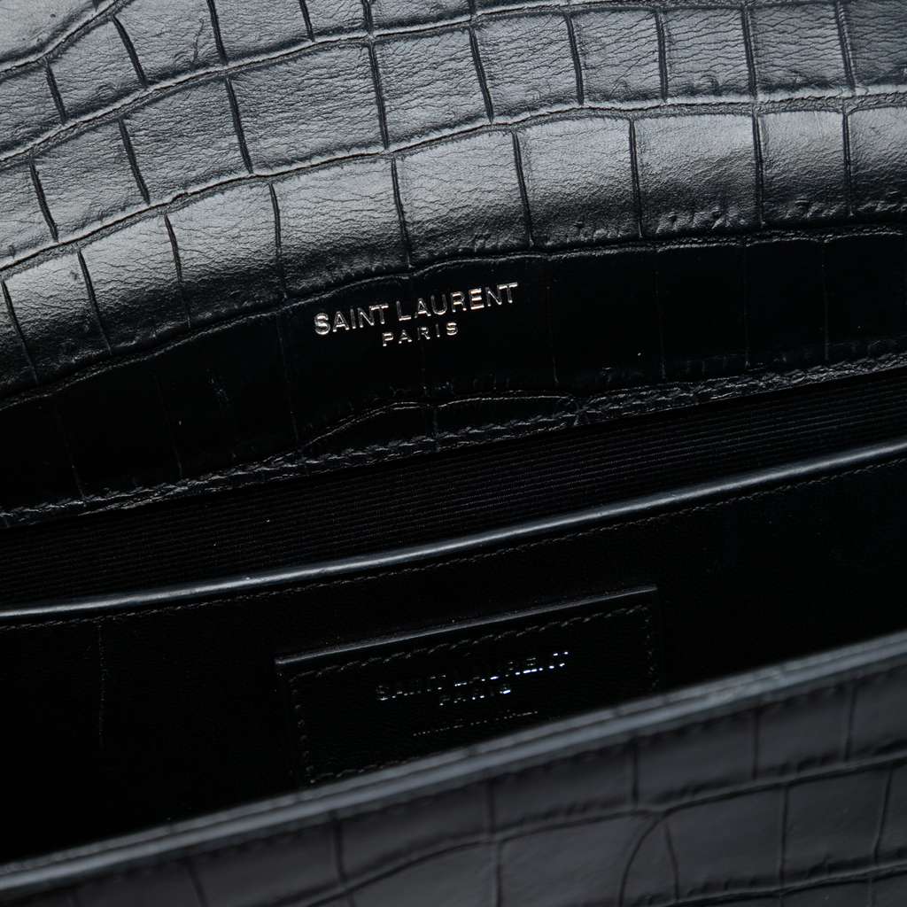 Saint Laurent Medium Croc Embossed Leather Kate Tassel Crossbody - 5