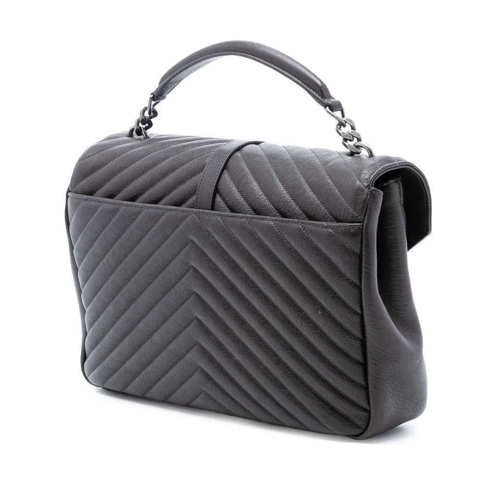 Saint Laurent Large Chevron Sheepskin Monogram College Bag - 2