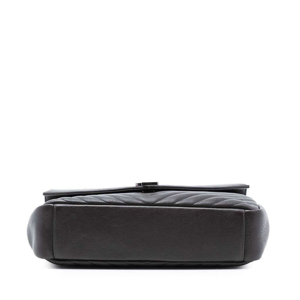 Saint Laurent Large Chevron Sheepskin Monogram College Bag - 3