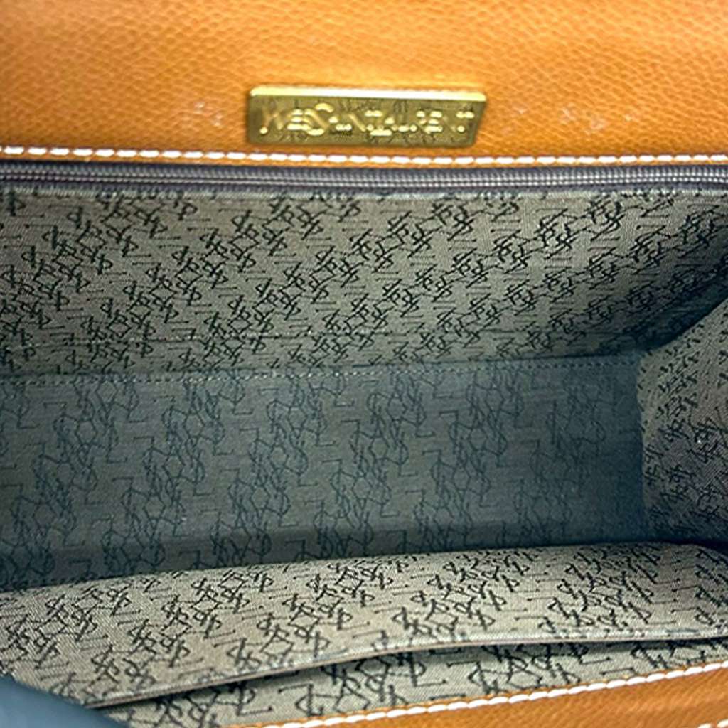 Saint Laurent Leather Stitched Monogram Satchel - 3