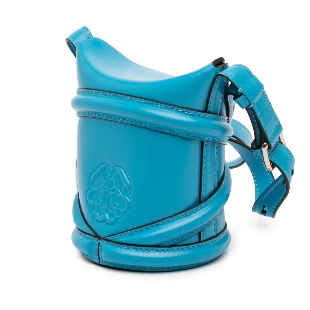 Alexander McQueen Calfskin The Curve Bucket Bag Blue Leather Very good - Back View