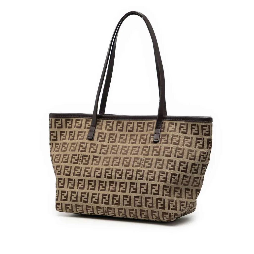 Fendi Zucchino Canvas Tote Brown Canvas Good - Back View