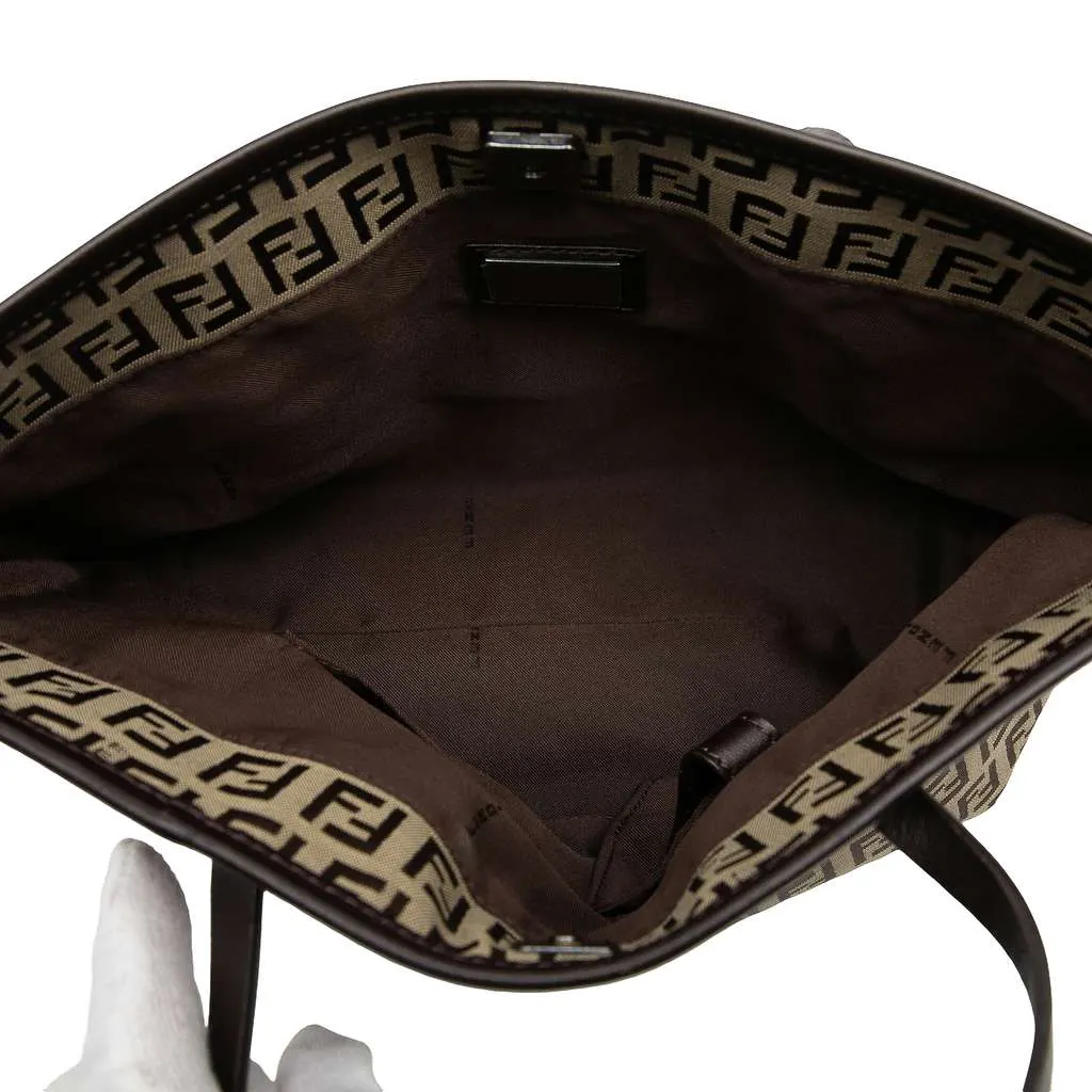 Fendi Zucchino Canvas Tote Brown Canvas Good - Model View