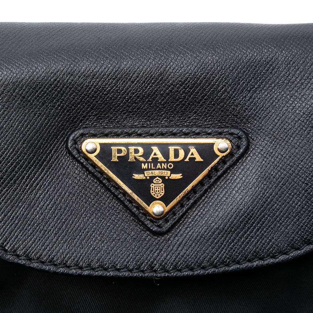 Prada Saffiano Trimmed Tessuto Satchel - 5
