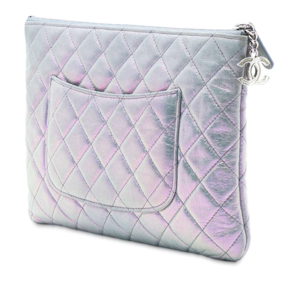 Chanel Medium Quilted Metallic Aged Calfskin O Case Clutch - 2