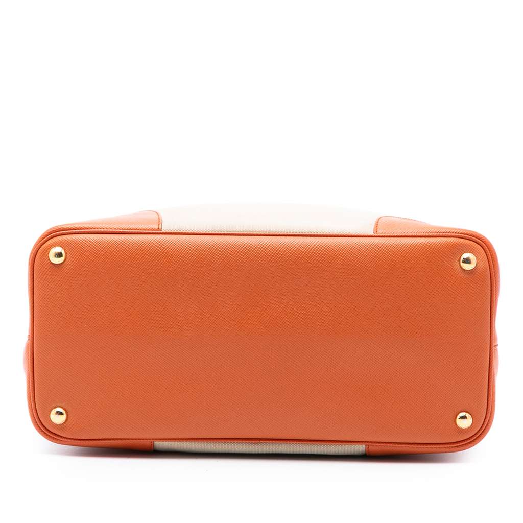 Prada Large Saffiano Trimmed Canapa Double Satchel - 3
