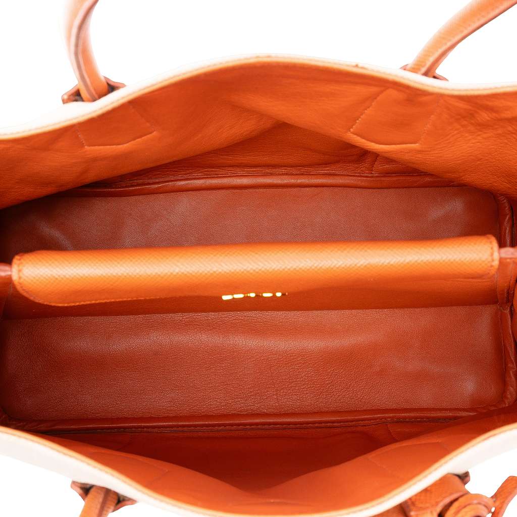 Prada Large Saffiano Trimmed Canapa Double Satchel - 4