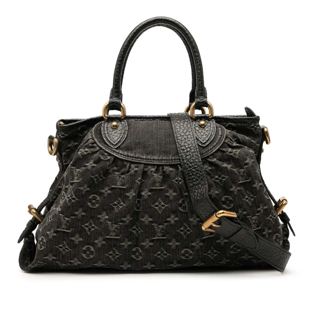 Louis Vuitton Monogram Denim Neo Cabby MM Black Denim Good - Front View