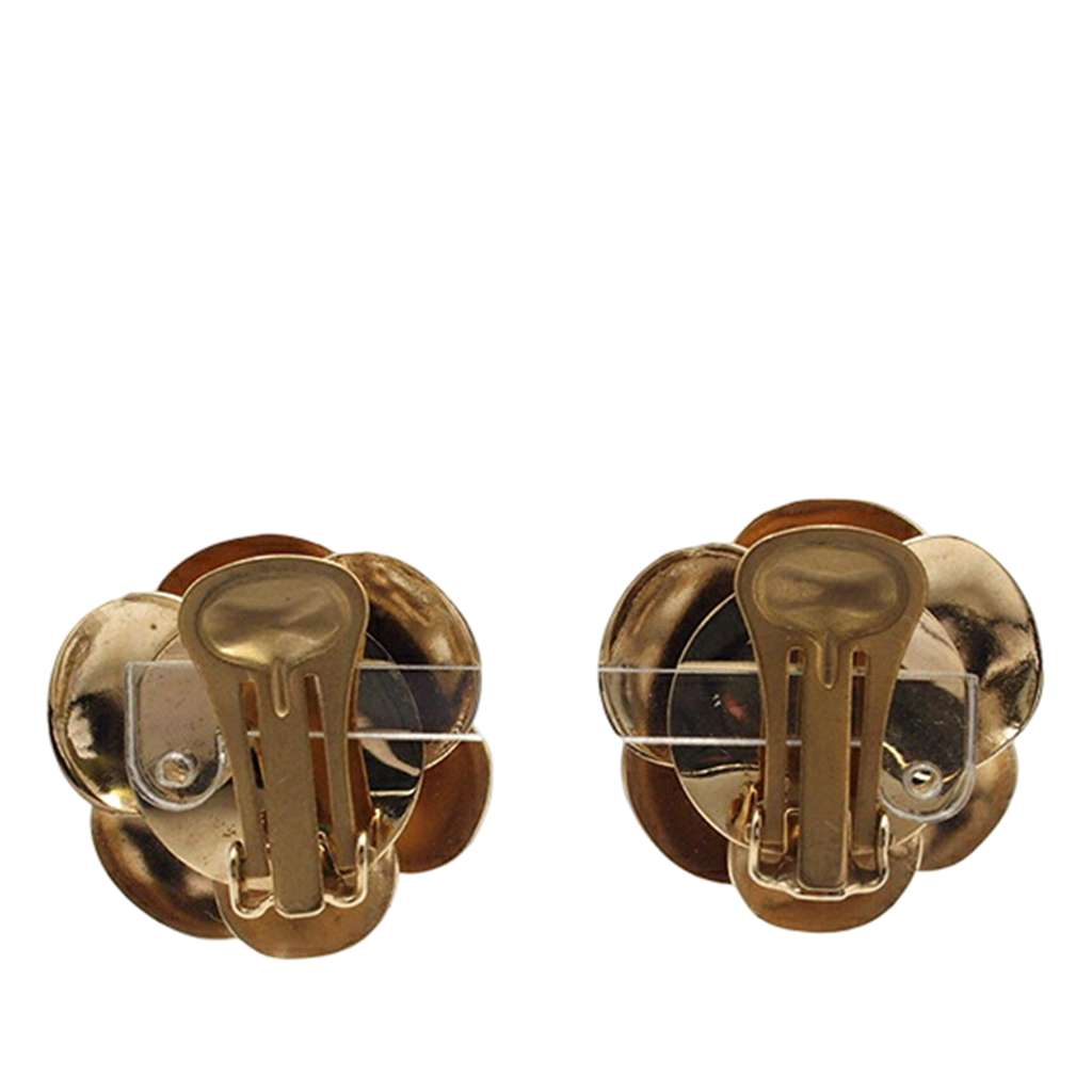 Chanel CC Enamel Camellia Clip on Earrings - 2