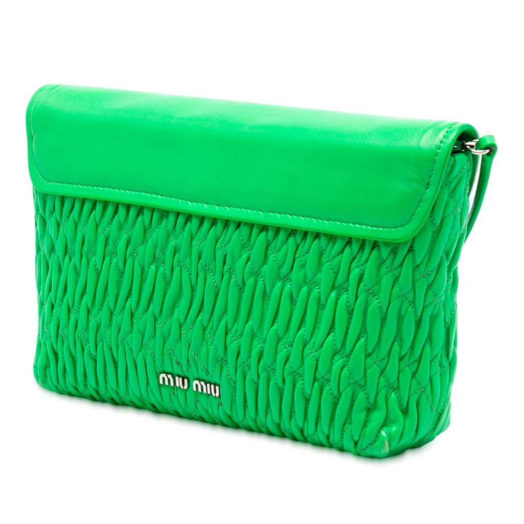 Miu Miu Matelasse Leather Crystal Flap Shoulder Bag - 2