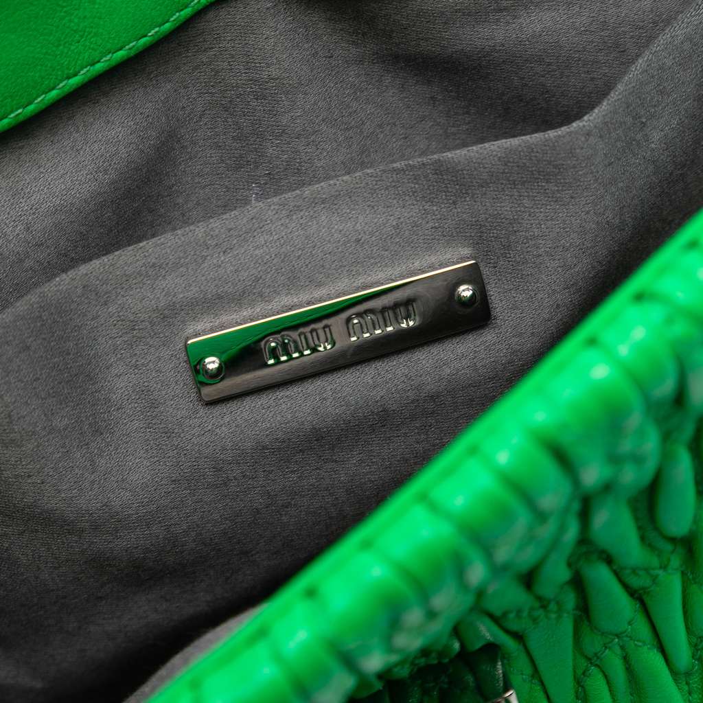 Miu Miu Matelasse Leather Crystal Flap Shoulder Bag - 5