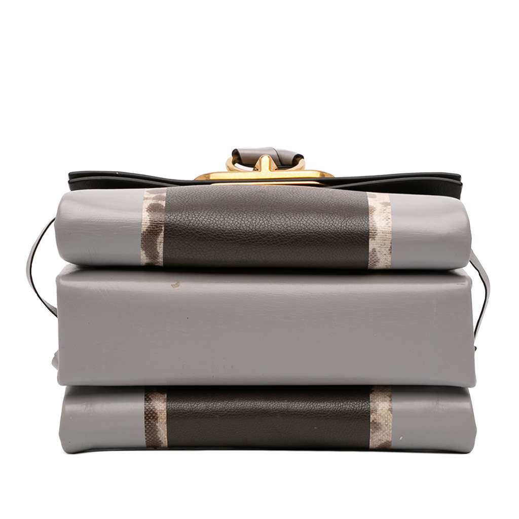 Valentino Small Watersnake Trimmed Colorblock Calfskin Vring Shoulder Bag - 3