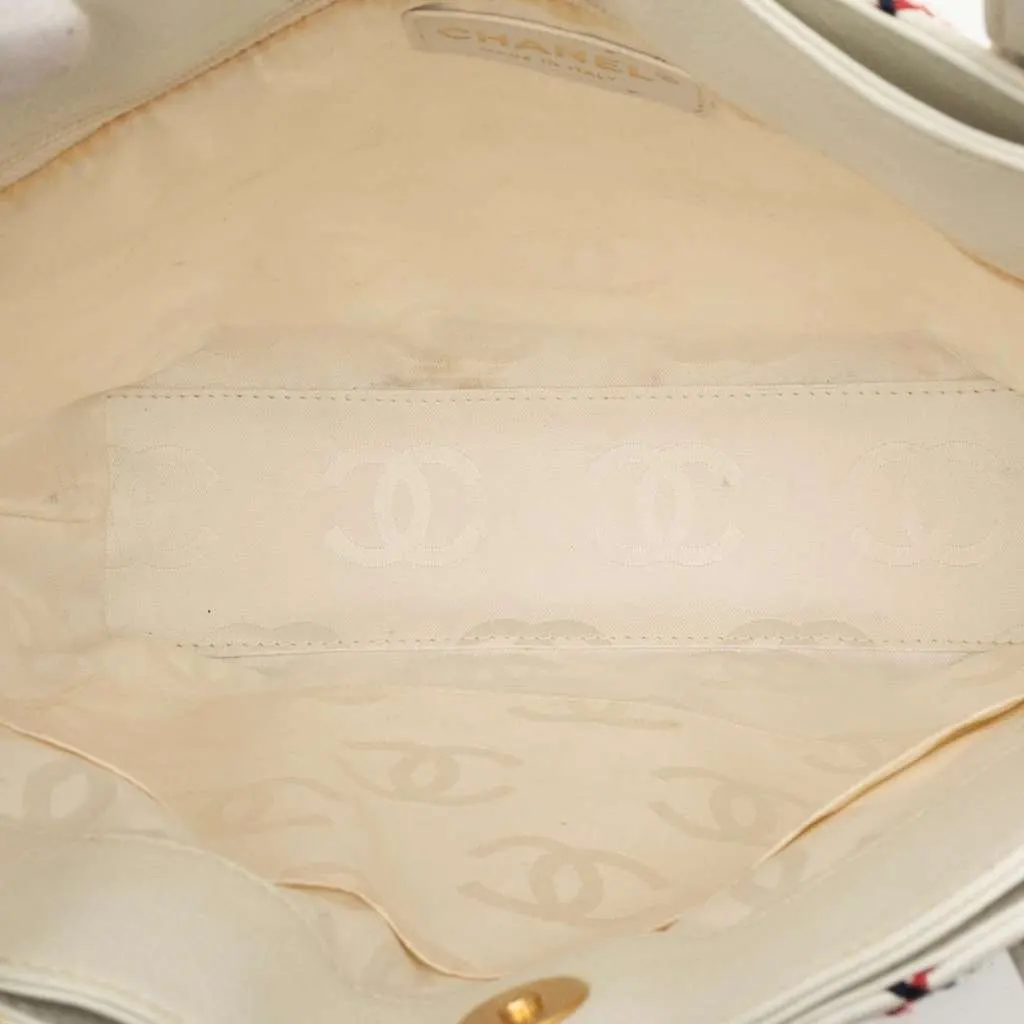 Chanel CC Wild Stitch Calfskin Handbag White Leather Good - Model View