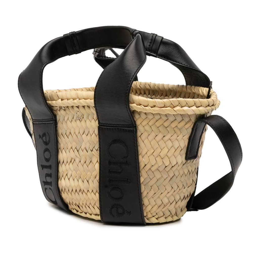 Chloé Small Raffia and Smooth Calfskin Sense Basket Tote - 2