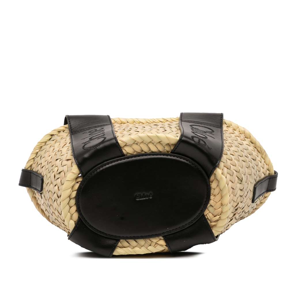 Chloé Small Raffia and Smooth Calfskin Sense Basket Tote - 3