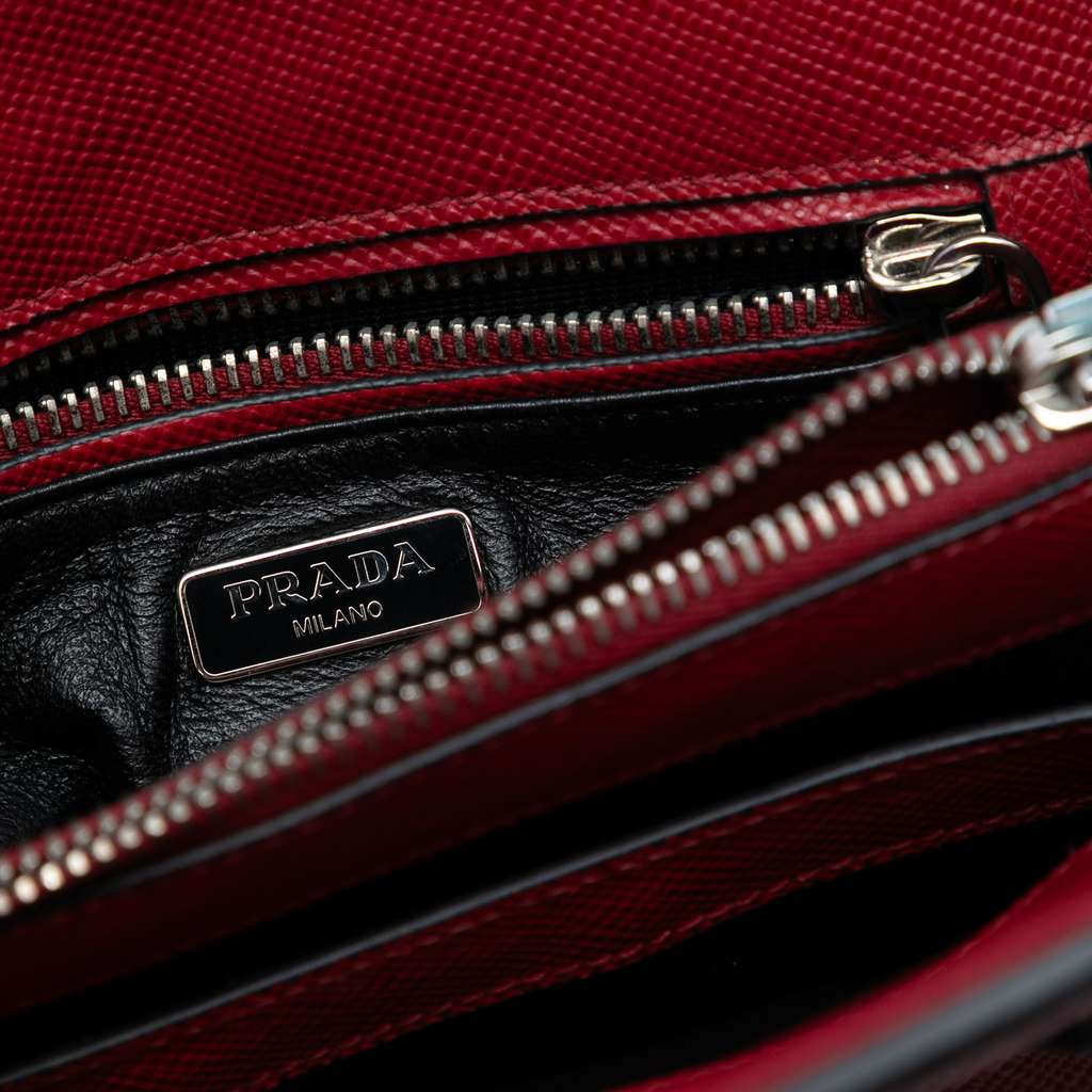 Prada Small Saffiano Cuir Turnlock Twin Satchel - 5