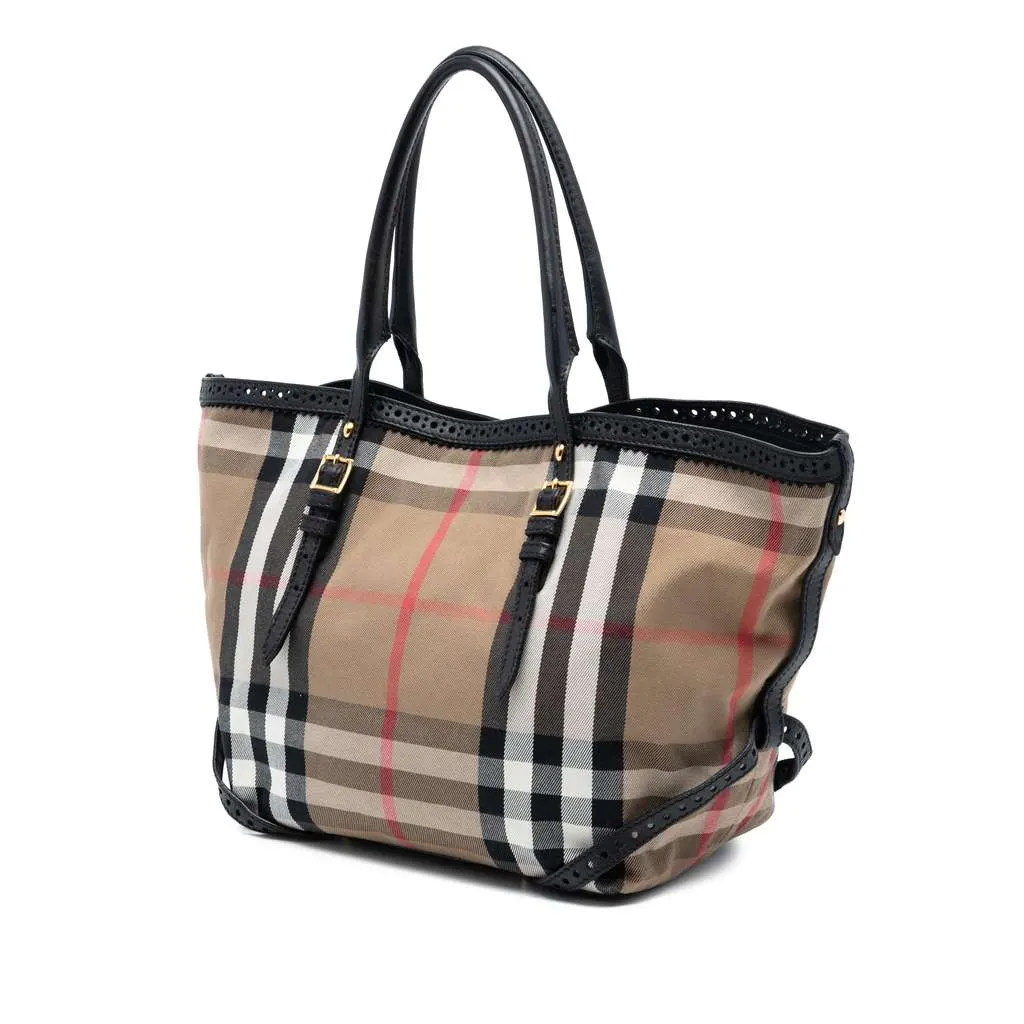 Burberry Small House Check Canvas Bridle Salisbury Tote Brown Canvas Very good - Back View