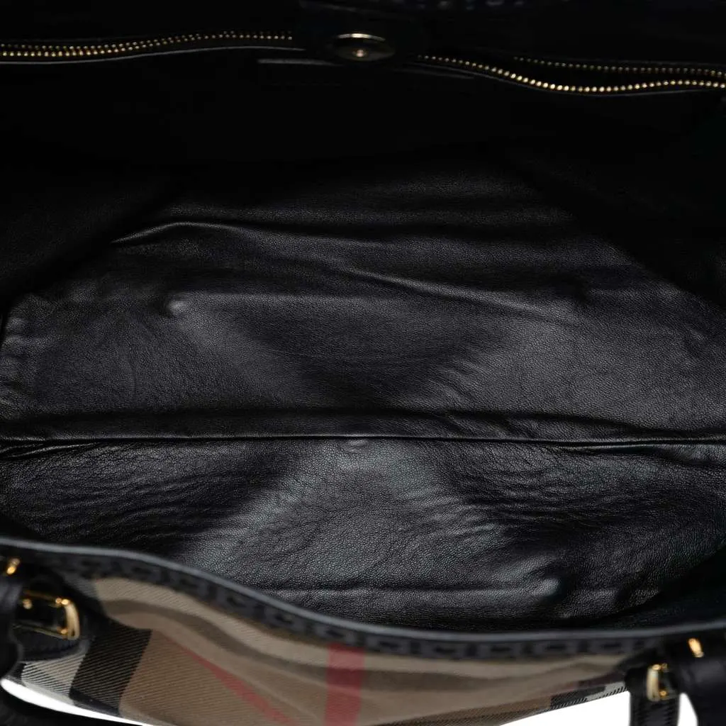 Burberry Small House Check Canvas Bridle Salisbury Tote Brown Canvas Very good - Model View