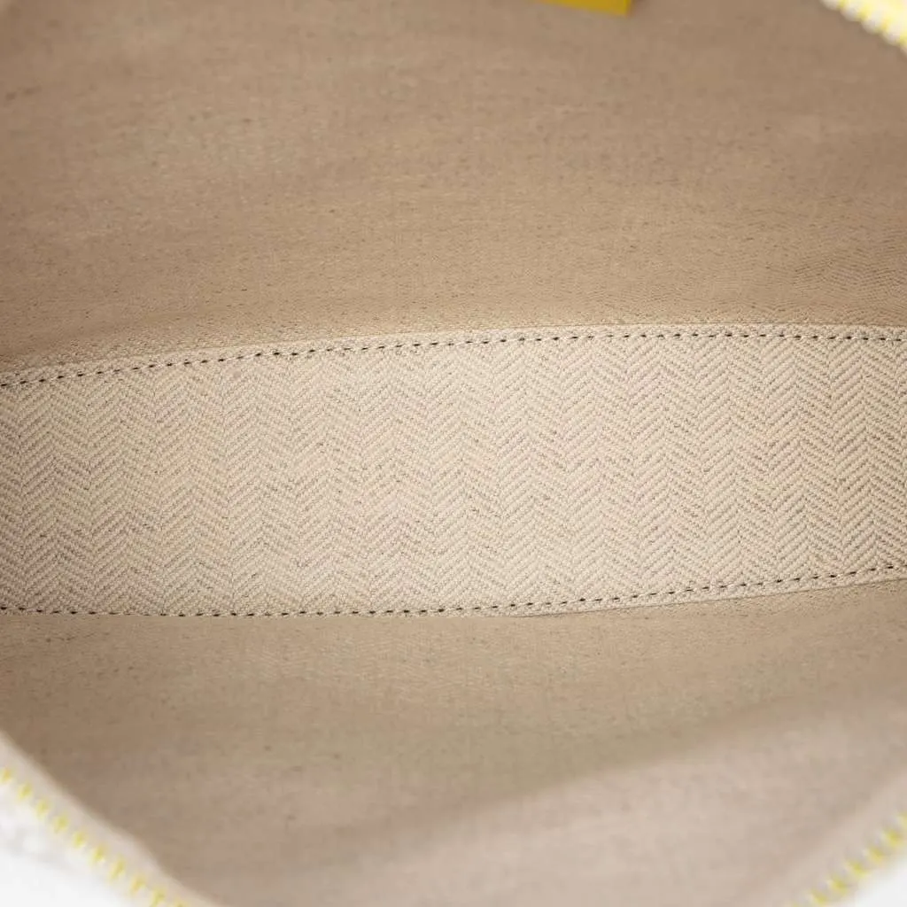 Loewe Repeat Anagram Jacquard and Leather Oblong Pouch Yellow Canvas Very good - Model View