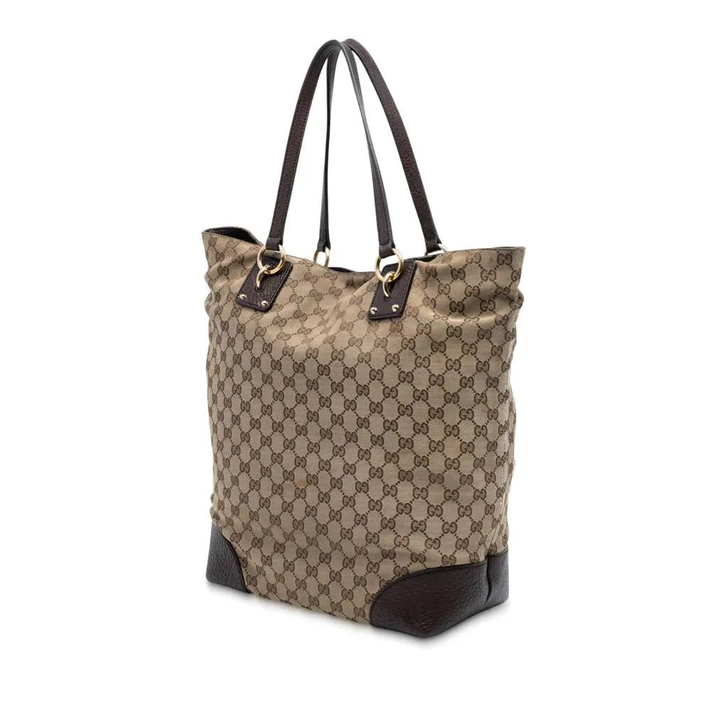 Gucci Large GG Canvas GG Charm Tote Brown Canvas Good - Back View