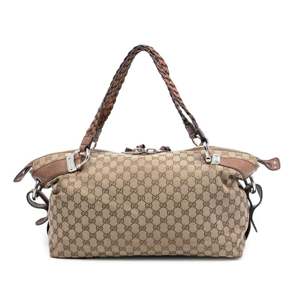 Gucci Medium GG Canvas Bamboo Bar Tote