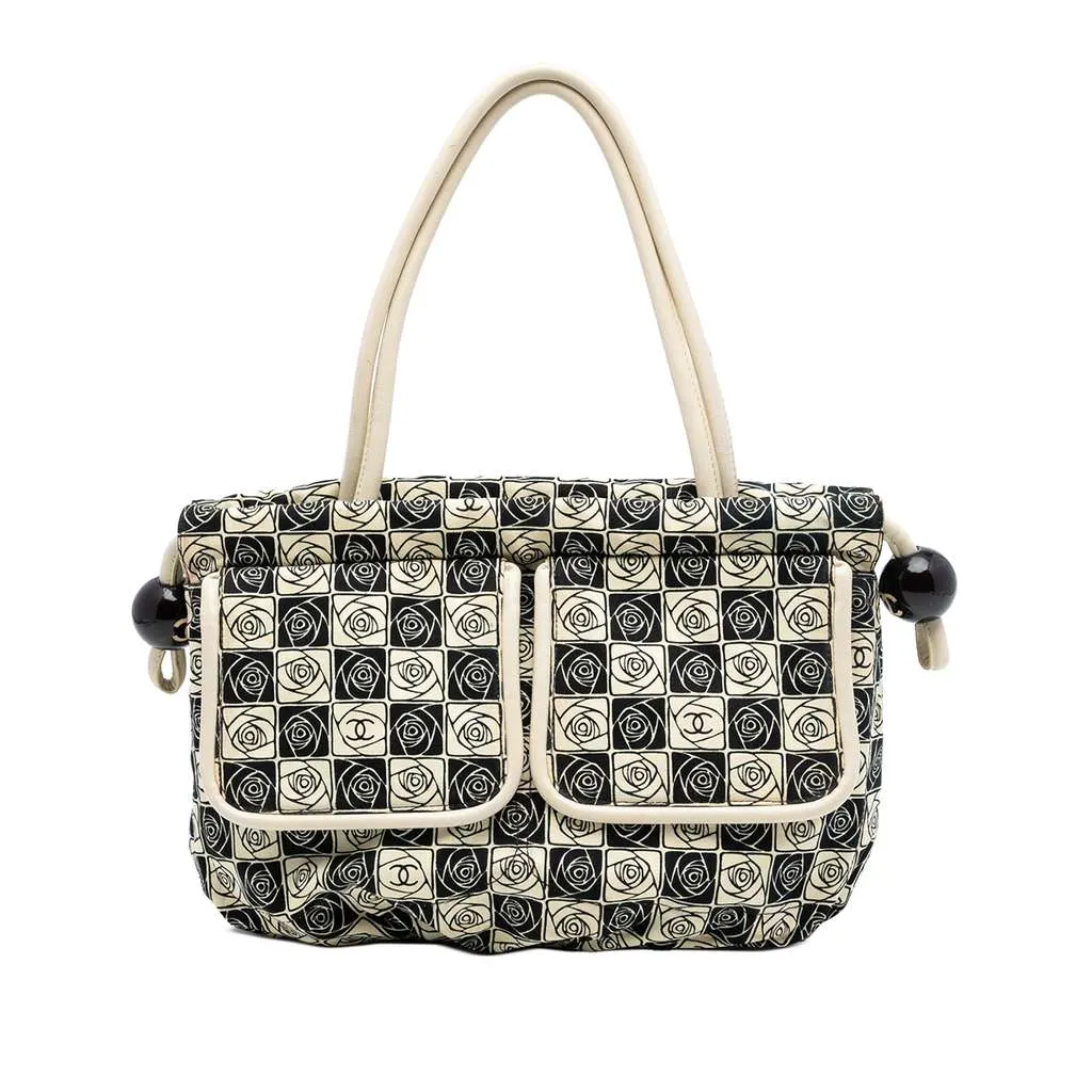 Chanel Camellia Canvas Coco Ball Tote Brown Canvas Very good - Front View