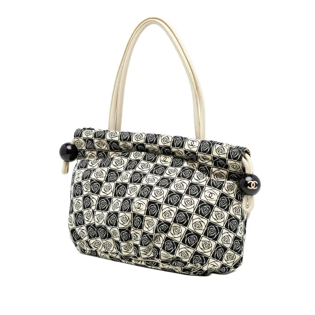 Chanel Camellia Canvas Coco Ball Tote Brown Canvas Very good - Back View