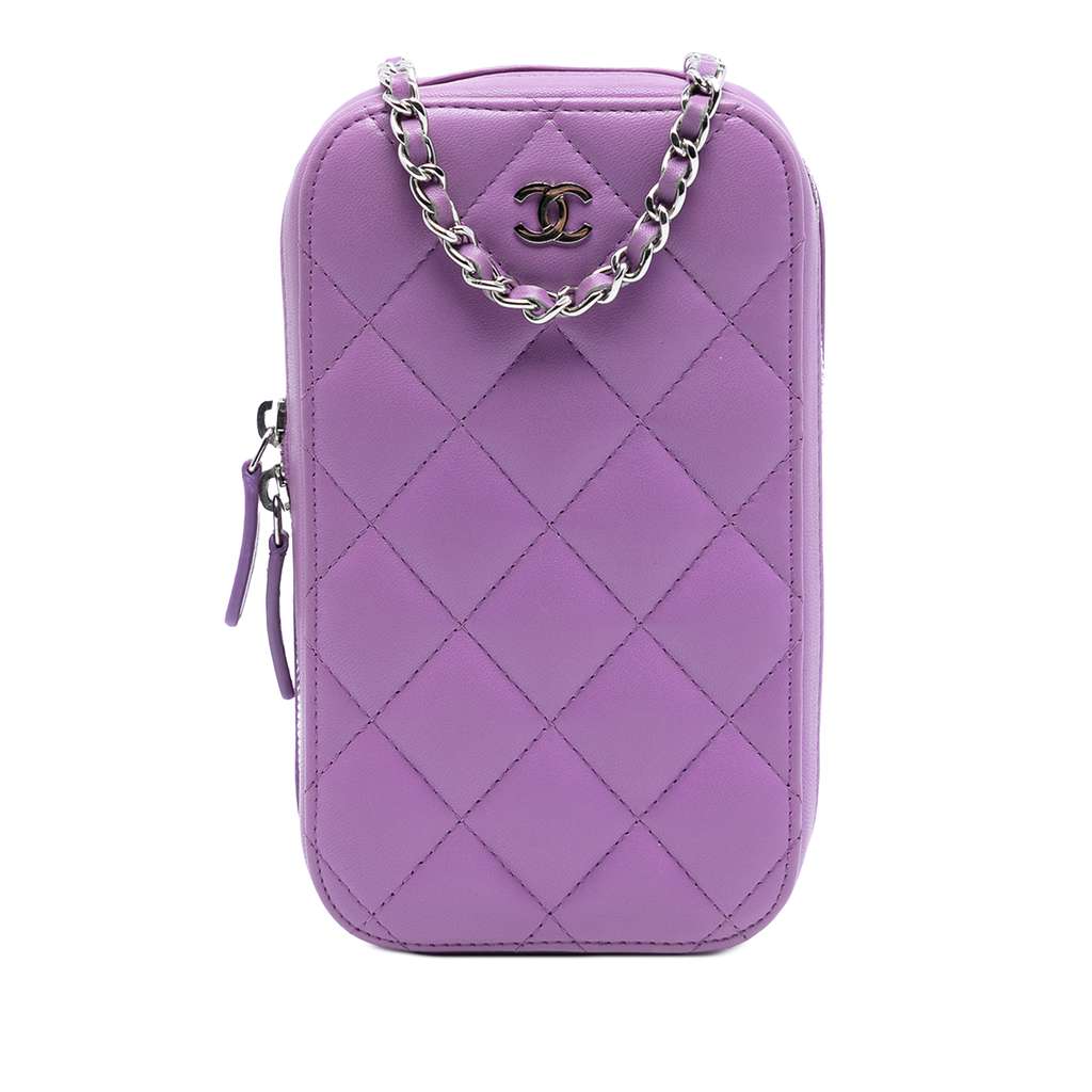Chanel CC Quilted Lambskin Zip Phone Case