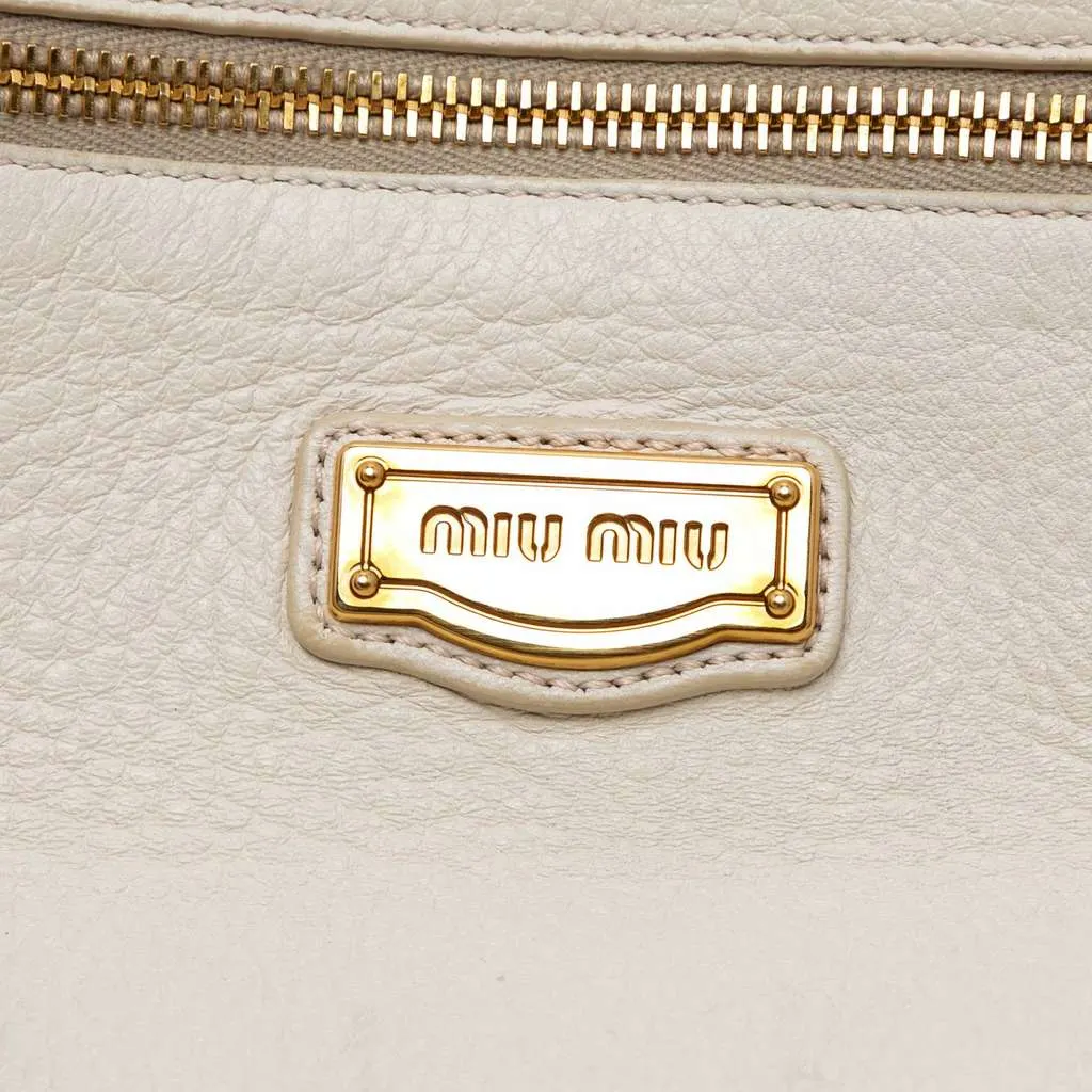Miu Miu Cervo Deerskin East West Satchel White Leather Good - Box View