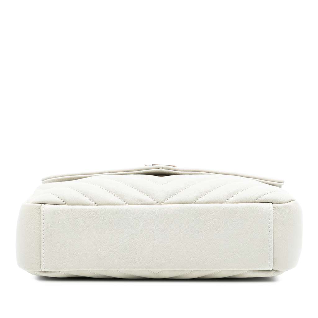 Saint Laurent Medium Chevron Sheepskin Monogram College Satchel - 3