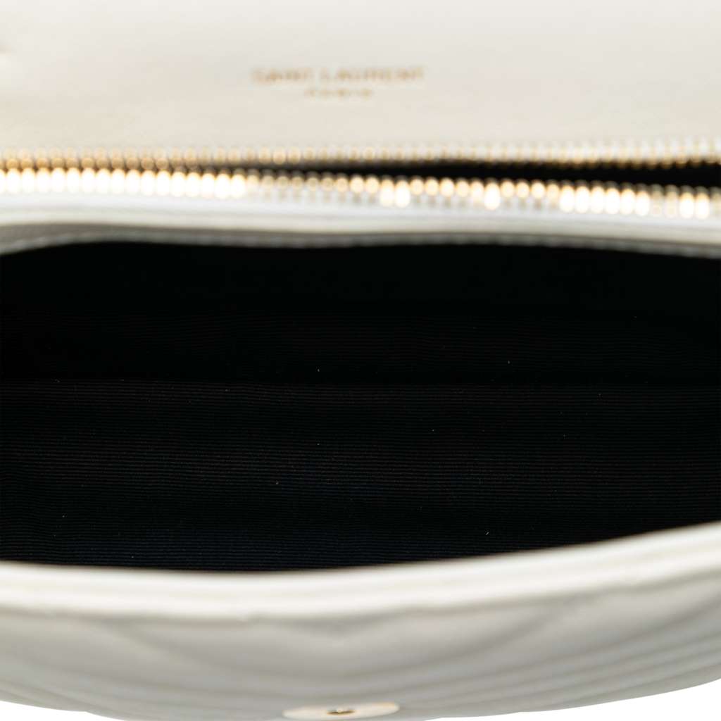 Saint Laurent Medium Chevron Sheepskin Monogram College Satchel - 4