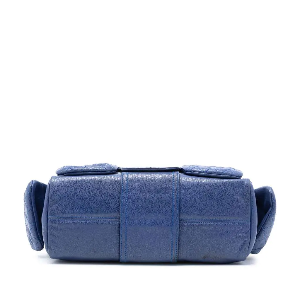 Chanel Glazed Caviar Coco Rider Multi Pocket Rider Flap Blue Leather Very good - Inside View