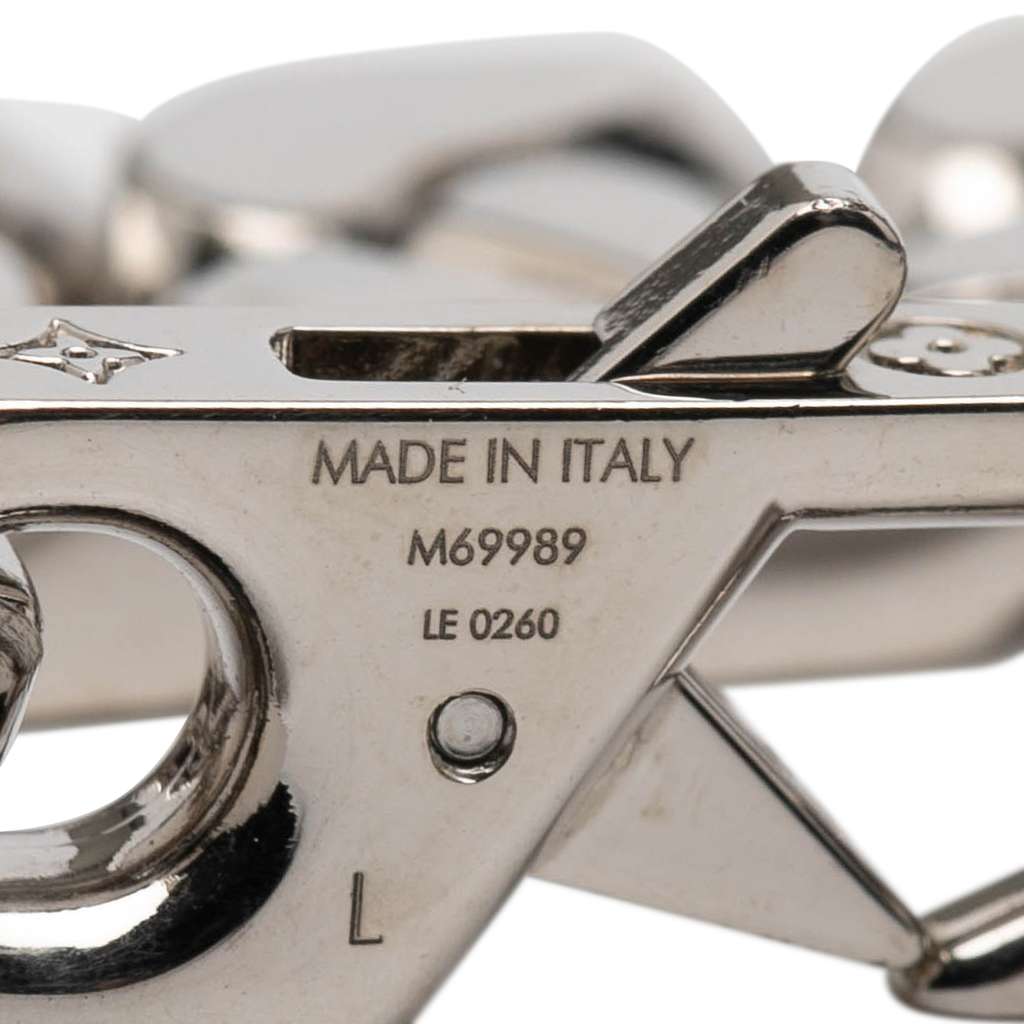 Louis Vuitton Silver Plated LV Chain Links Bracelet L - 4