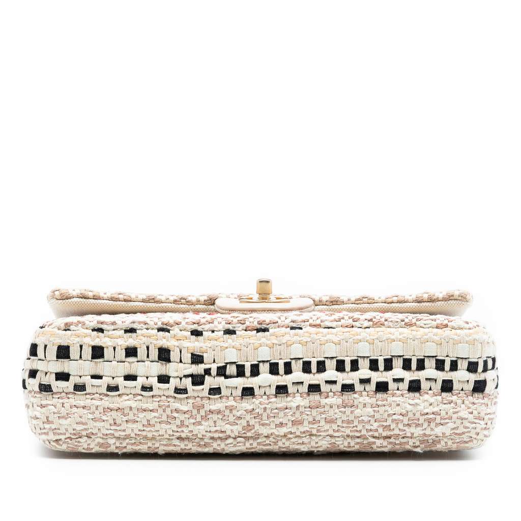 Chanel Medium Classic Tweed and Raffia Single Flap - 3