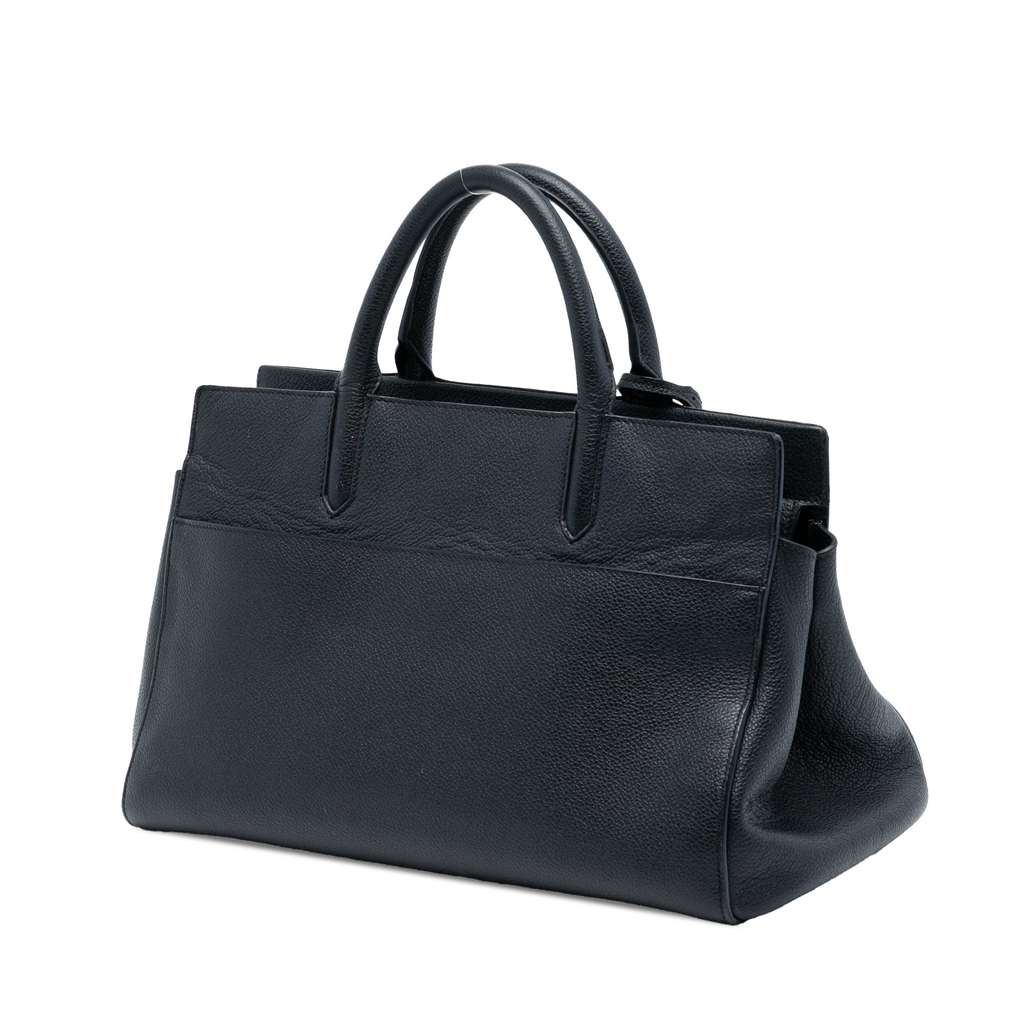 Saint Laurent Small Grained Calfskin Cabas Rive Gauche Satchel - 2