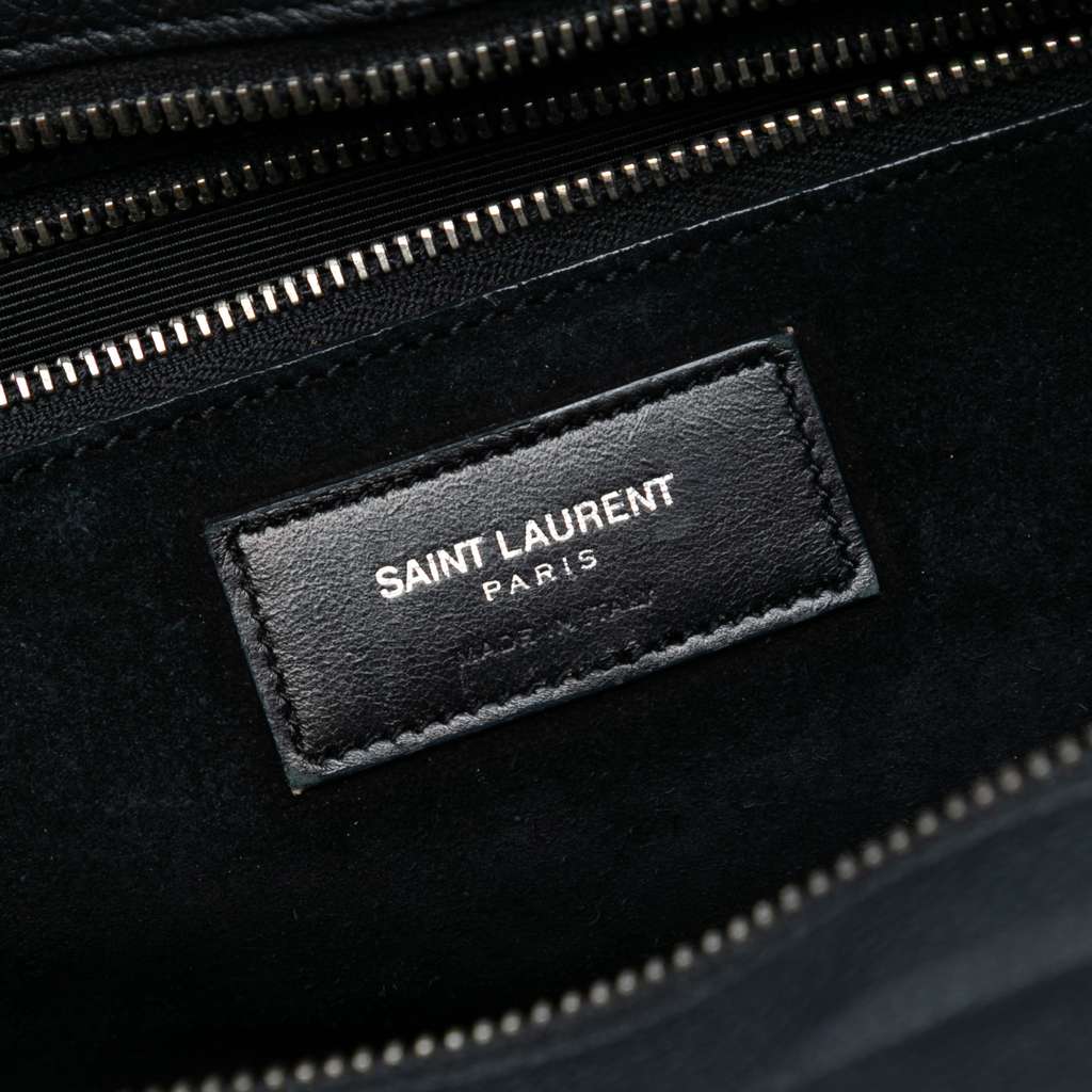 Saint Laurent Small Grained Calfskin Cabas Rive Gauche Satchel - 5