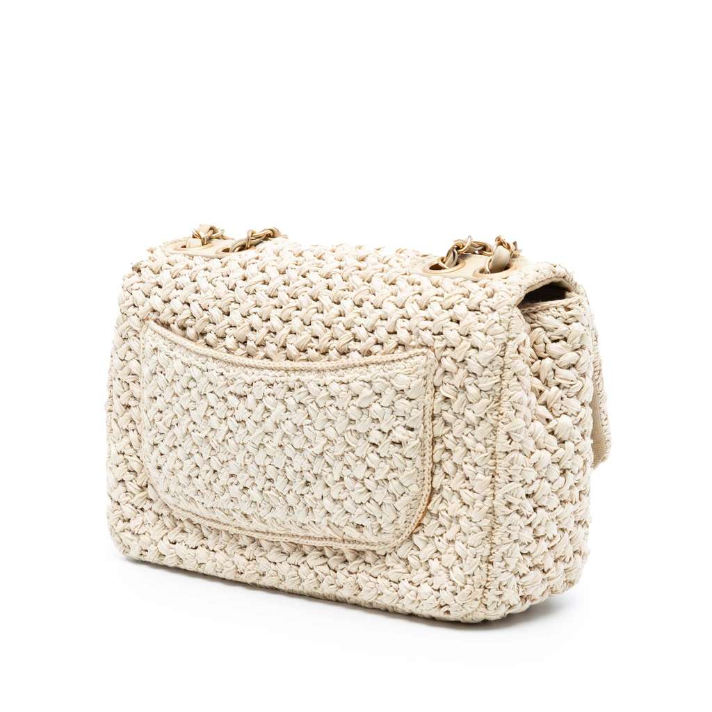 Chanel Medium Classic Raffia Crochet Single Flap - 2