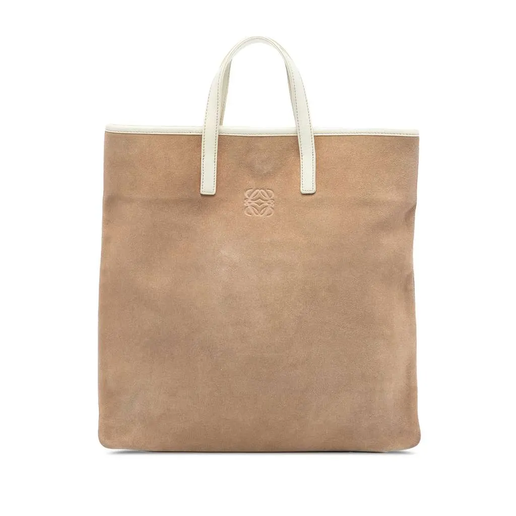 Loewe Anagram Suede Tote Brown Leather Very good - Front View