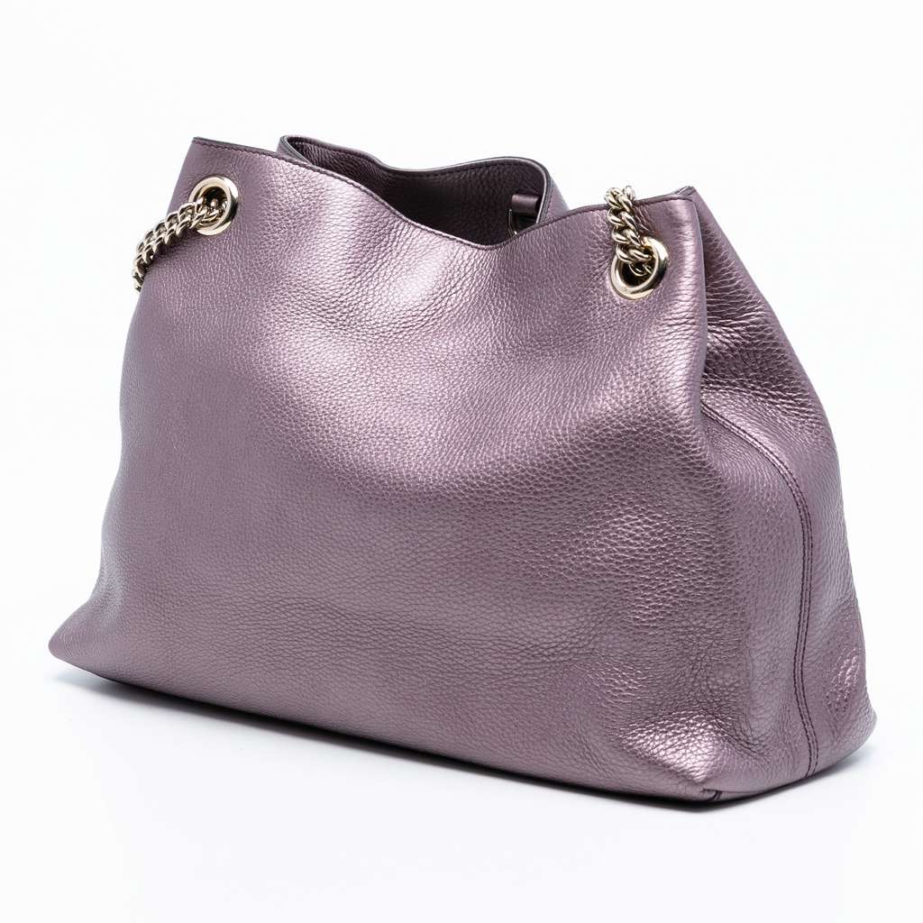 Gucci Medium Metallic Leather Soho Chain Tote - 2
