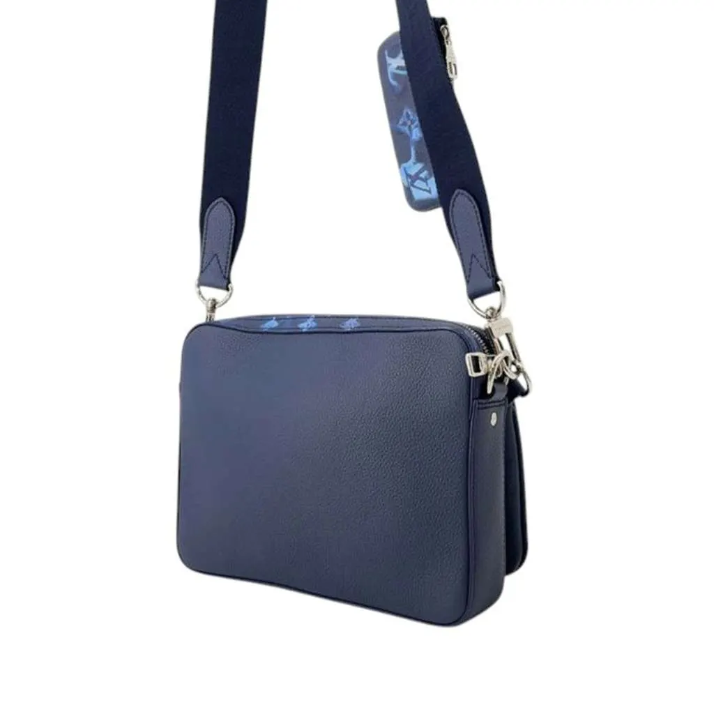 Louis Vuitton Monogram Ink Watercolor Trio Messenger Blue Good - Back View