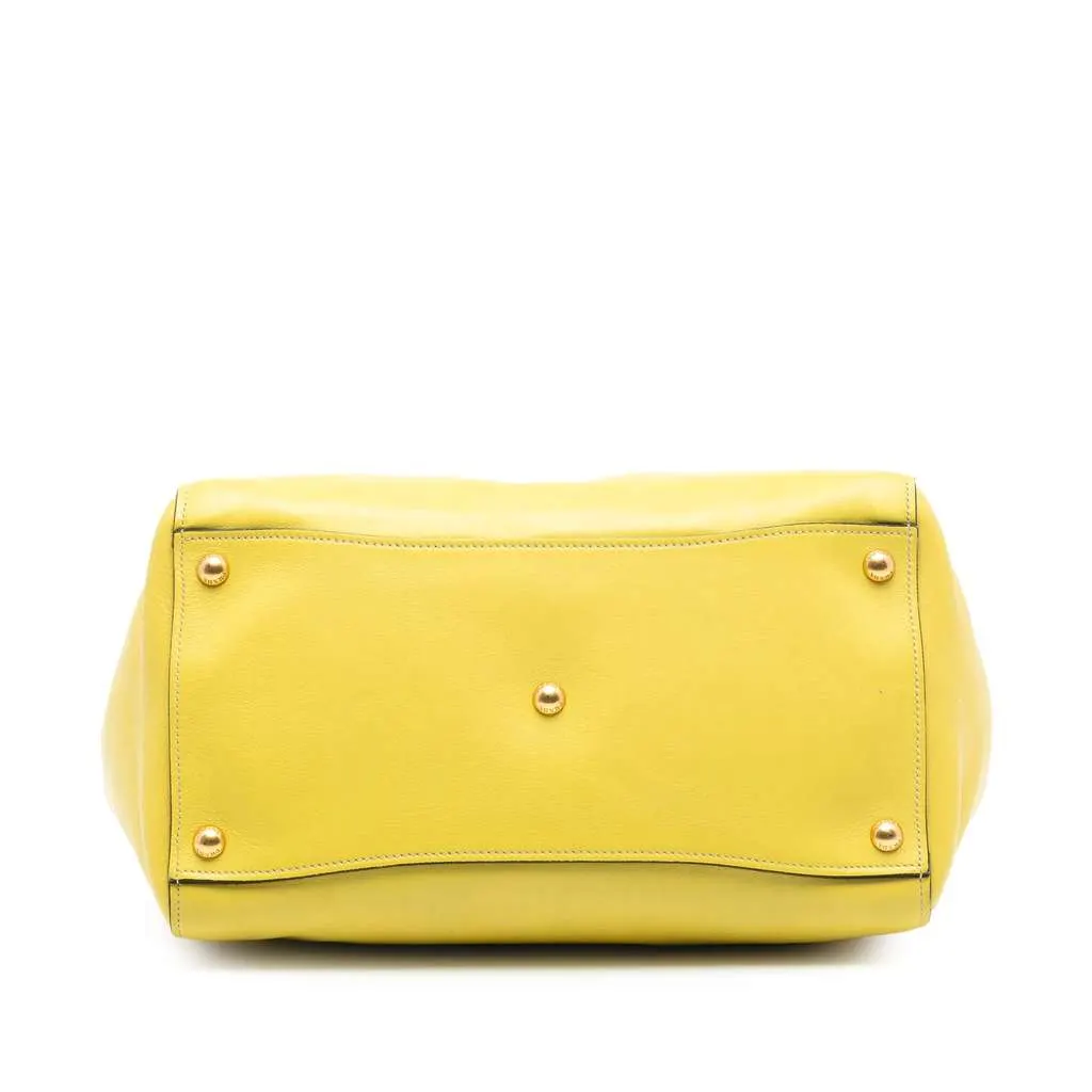 Prada Vitello Daino Double Zip Convertible Tote Yellow Leather Very good - Inside View