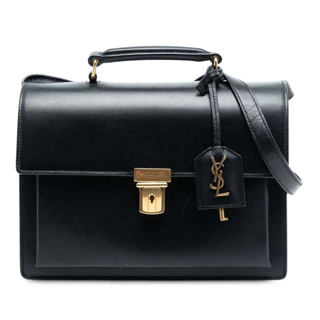 Saint Laurent Medium Leather High School Satchel Black Leather Very good - Front View