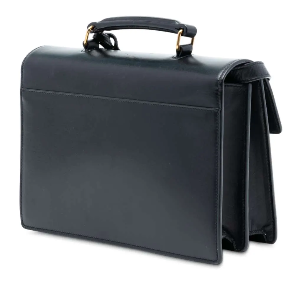 Saint Laurent Medium Leather High School Satchel Black Leather Very good - Back View