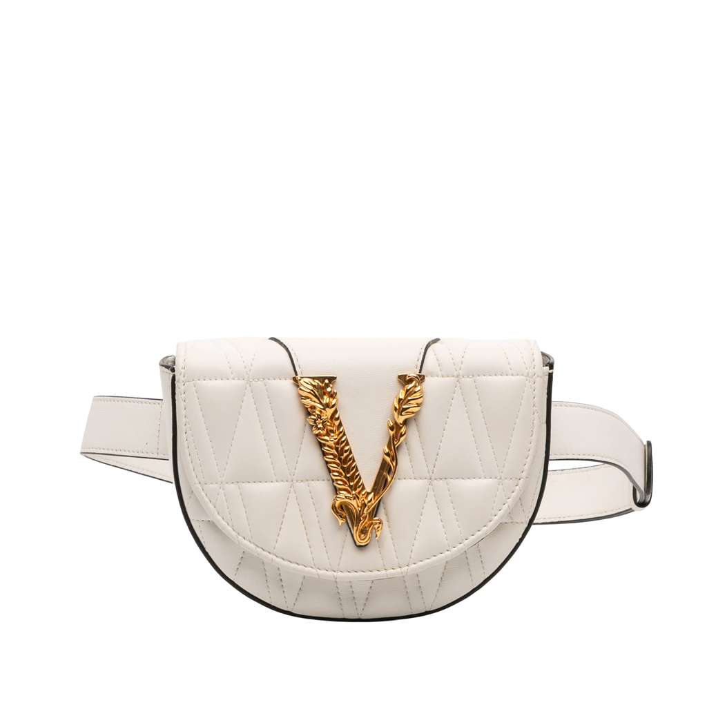 Versace Quilted Nappa Virtus V Crossbody Belt Bag