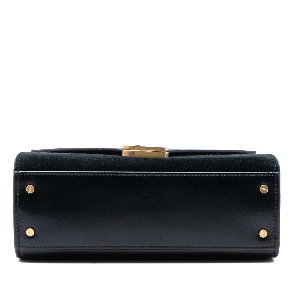 Saint Laurent Mini Suede Leopard Print Monogram Cassandra Top Handle Bag - 3