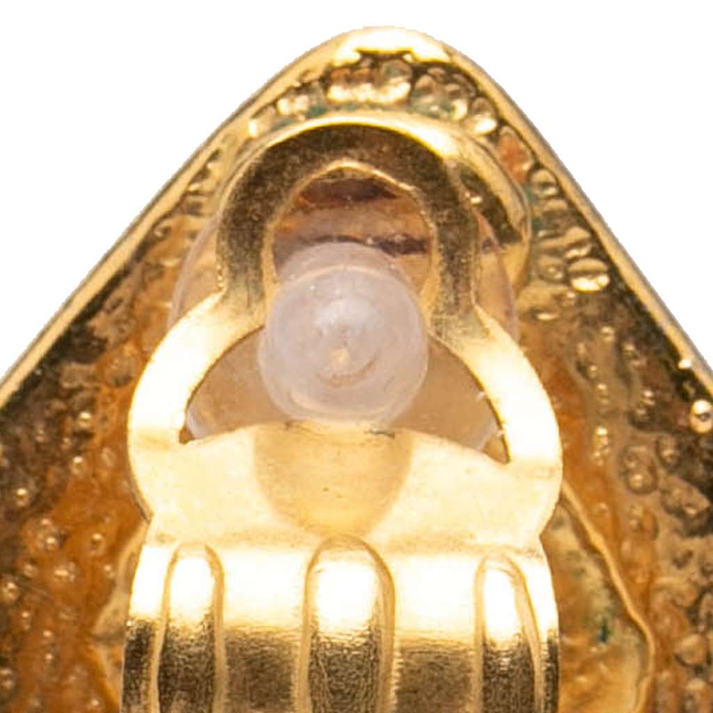 Chanel CC Gold Plated Rhombus Clip On Earrings - 5